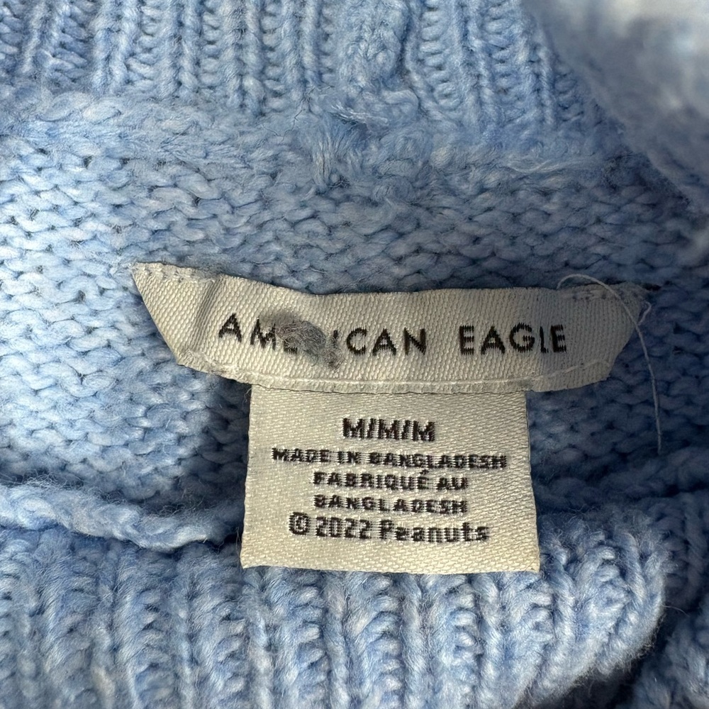 American Eagle Snoopy Mock Neck Sweater Women’s M Blue - Picture 2 of 10